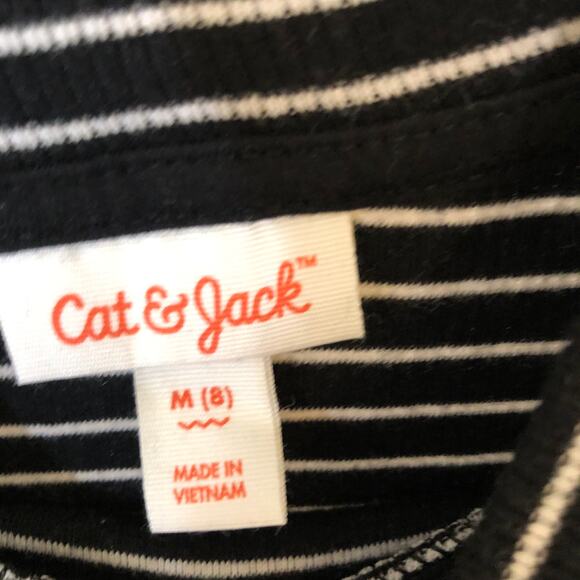 Cat & Jack NWOT Girls' Ribbed Black Striped Long Sleeve Knit Top Size M (8) - Picture 2 of 5